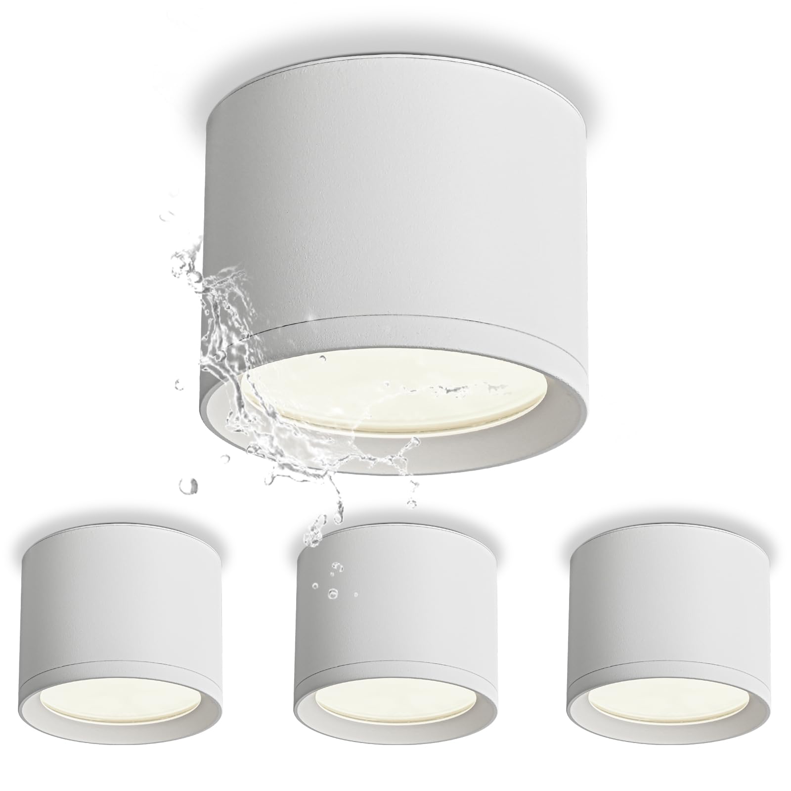 Kyotech Faretti LED Soffitto IP44 - 6W 4000K, Set di 4