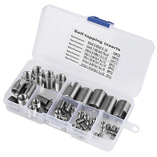 Vite per Dadi con Inserto Filettato, Boccole Filettate per Metallo, 50 Pezzi Vite per Inserto Autofilettante in Acciaio Inossidabile M3, M4, M5, M6, M8, M10, M12