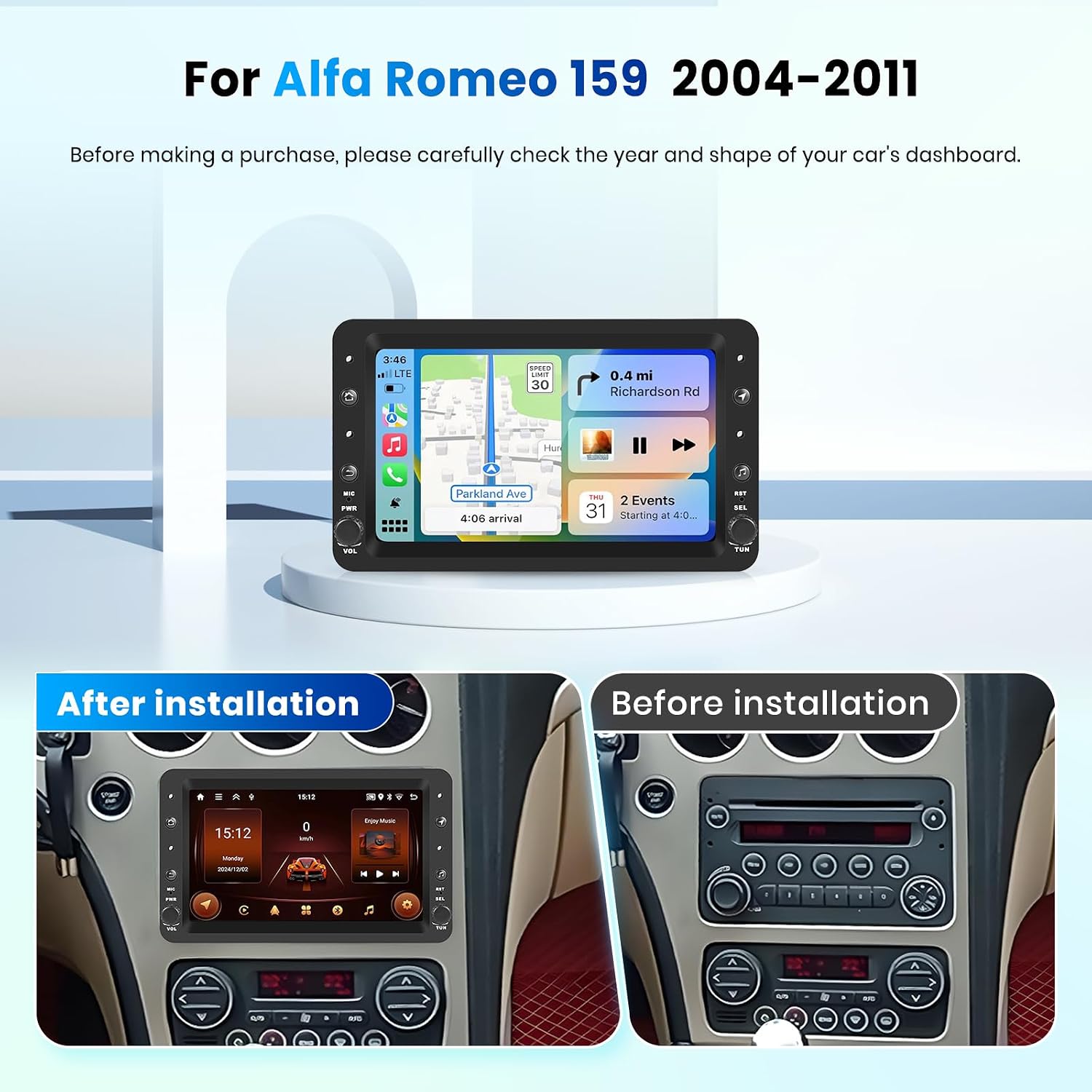 Autoradio Android 2G+64G per Alfa Romeo 159 2004-2011 7'' | Rimoody | Velz