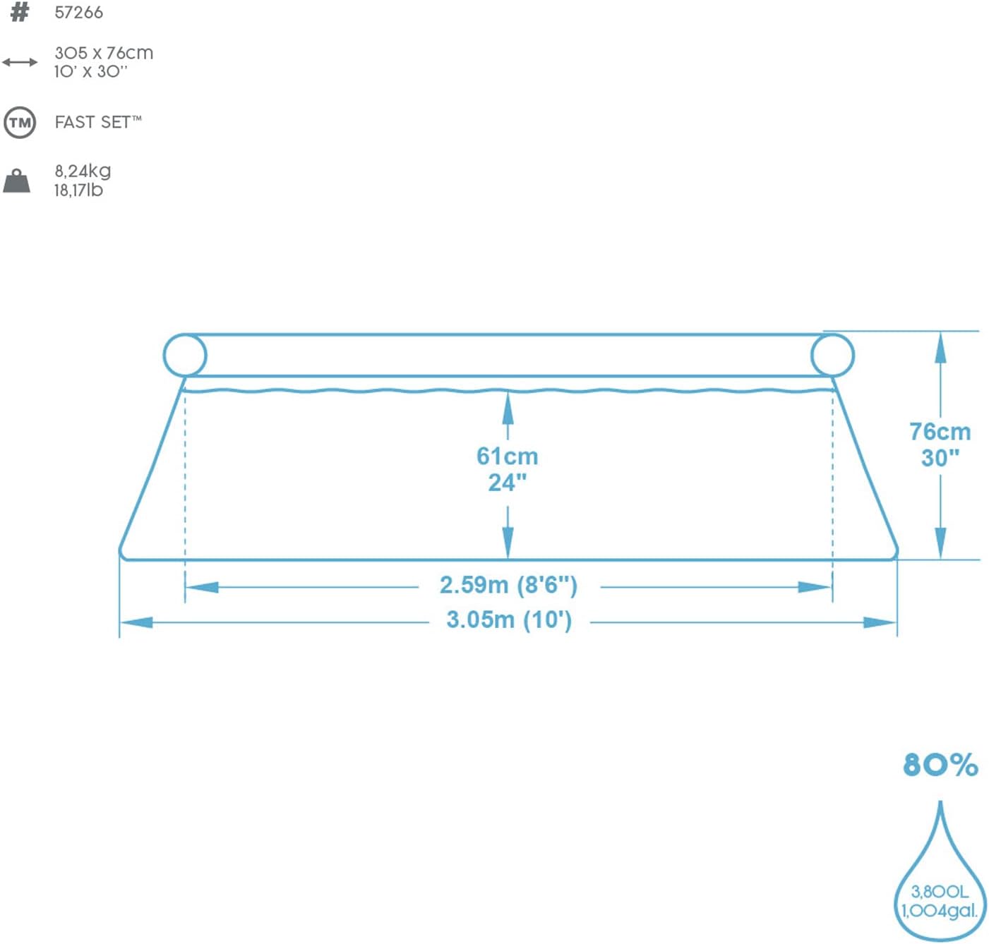 Bestway 57266 Piscina Fuori Terra Fast Set da 305x76 cm - immagine 4