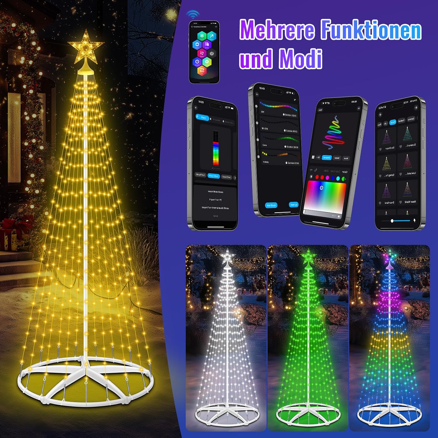 Albero di Natale con 310 LED RGB e Timer - immagine 3