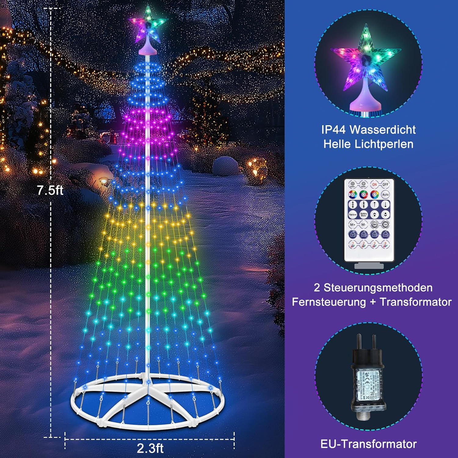 Albero di Natale con 310 LED RGB e Timer - immagine 6