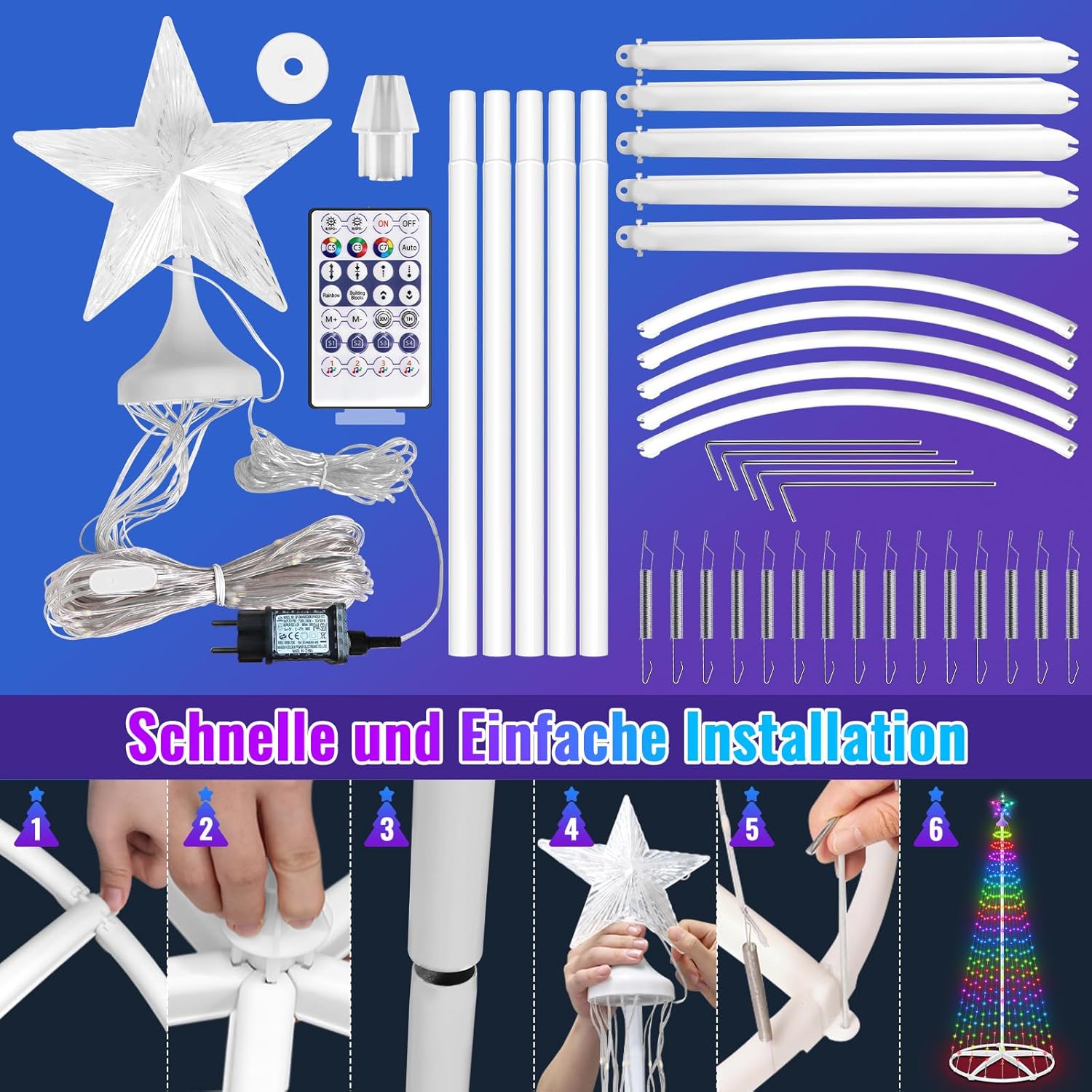 Albero di Natale con 310 LED RGB e Timer - immagine 7