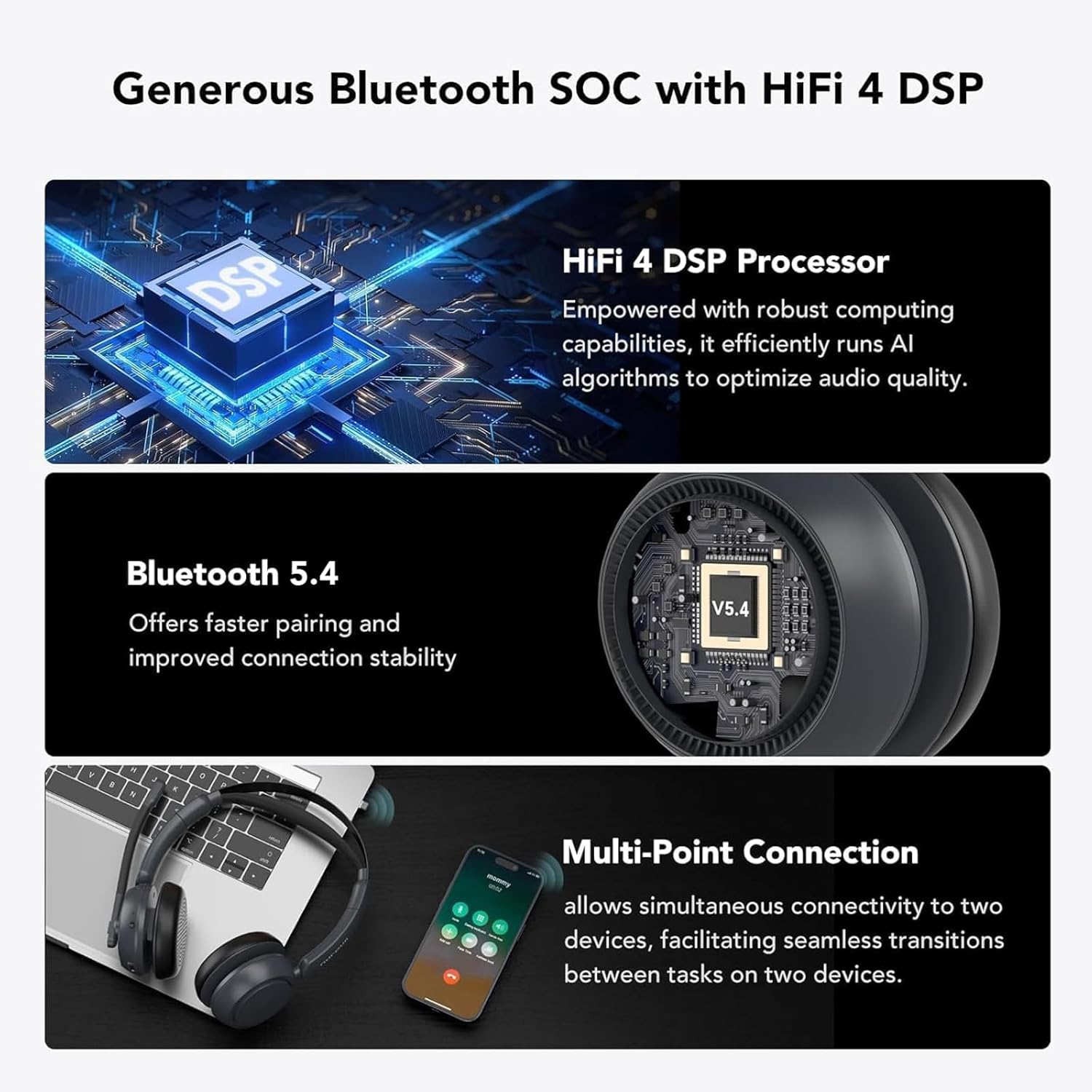 Nuroum HP31D (3rd Gen) Cuffie Wireless ENC con Microfono - immagine 5