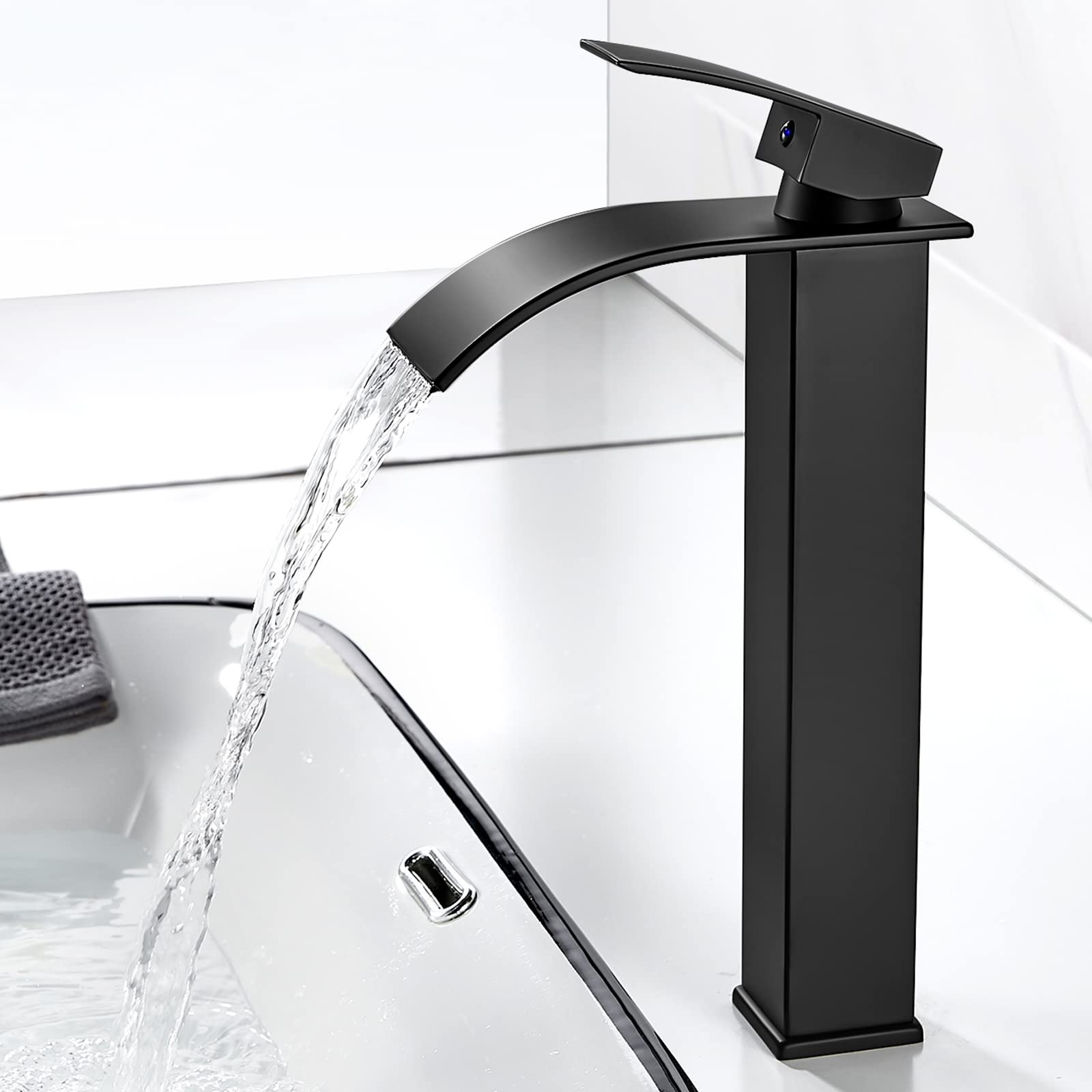 Kisimixer Rubinetto Bagno Cascata Nero, Miscelatore Alto