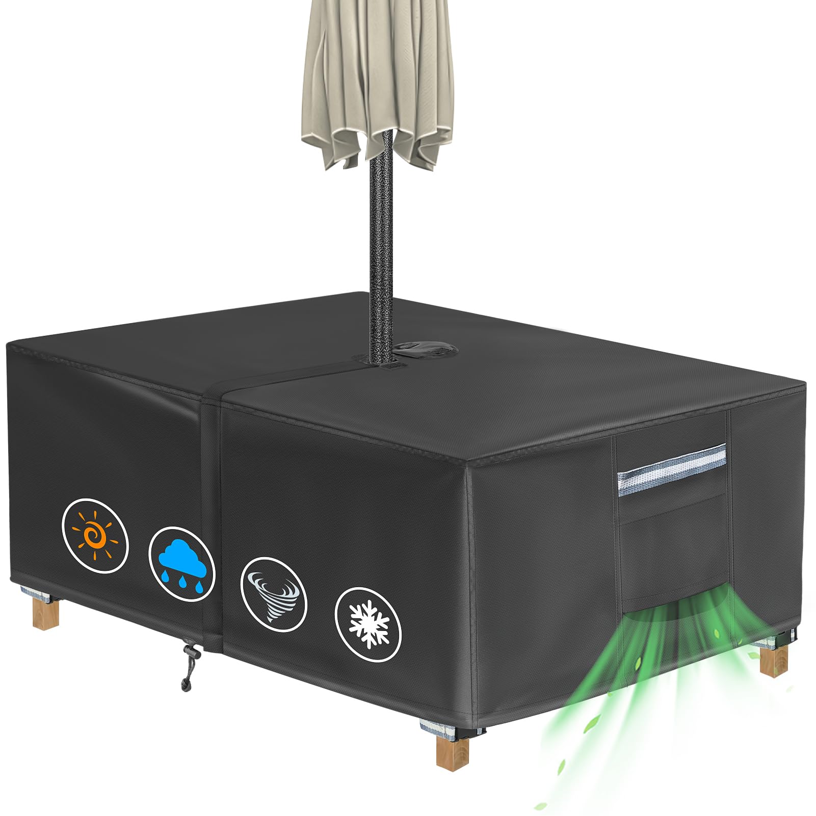 Copertura Rettangolare per Tavolo Patio con Foro Ombrellone