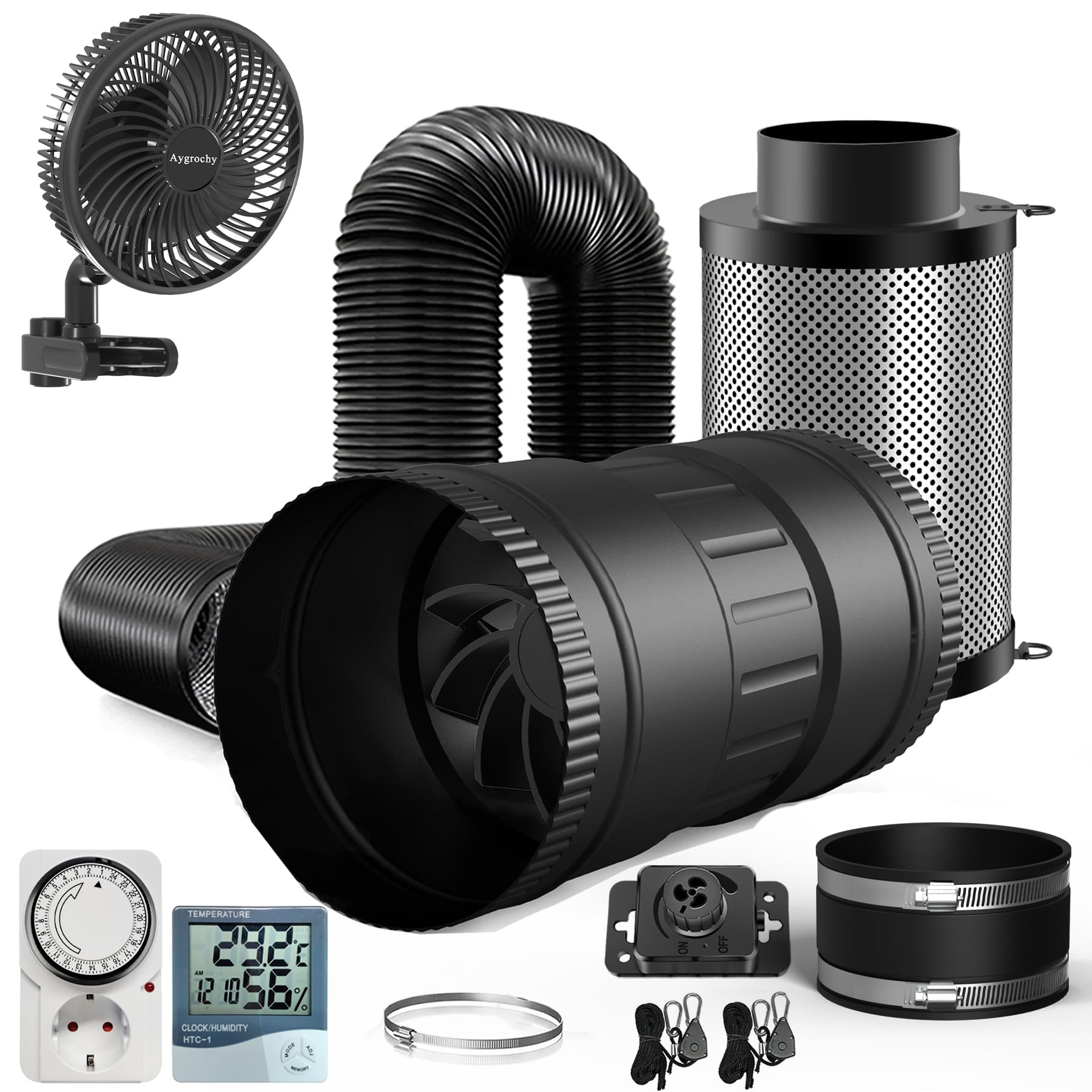 Kit Ventilazione 100mm con Ventola Aspirazione 170 m³/h