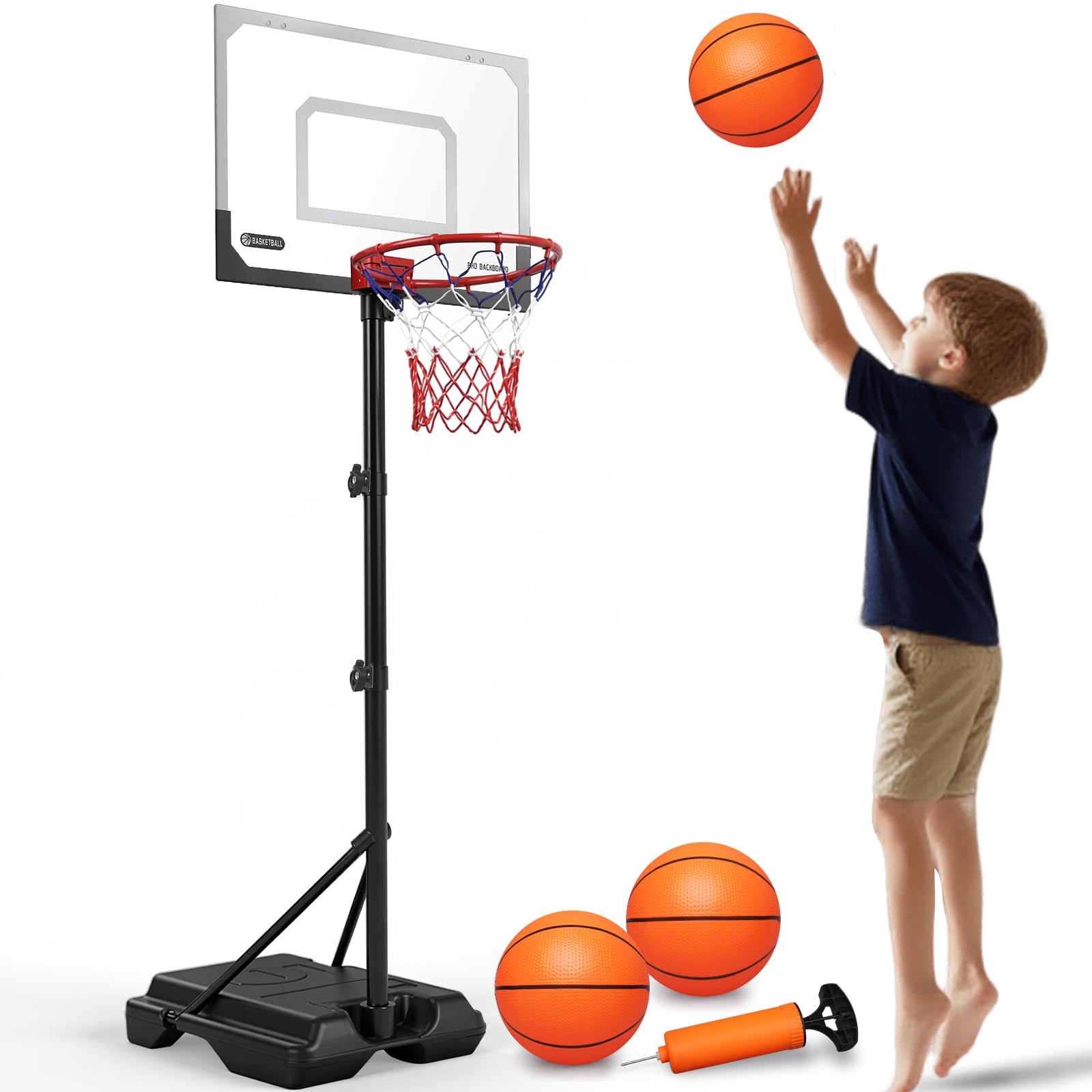 Set Cestino da Basket Portatile per Bambini 190cm
