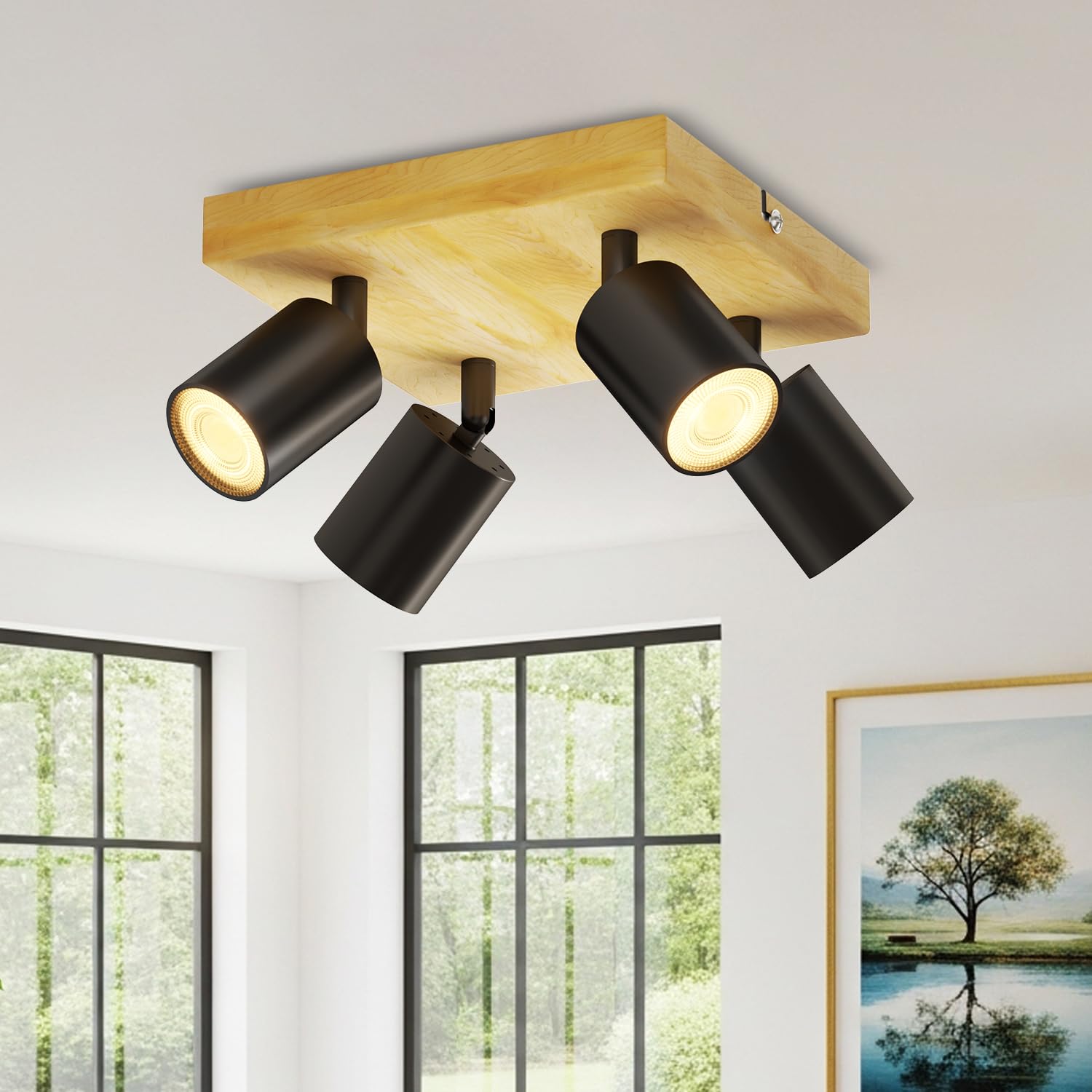 Lvwit Faretti Soffitto Nero Orientabili 4 Attacchi GU10