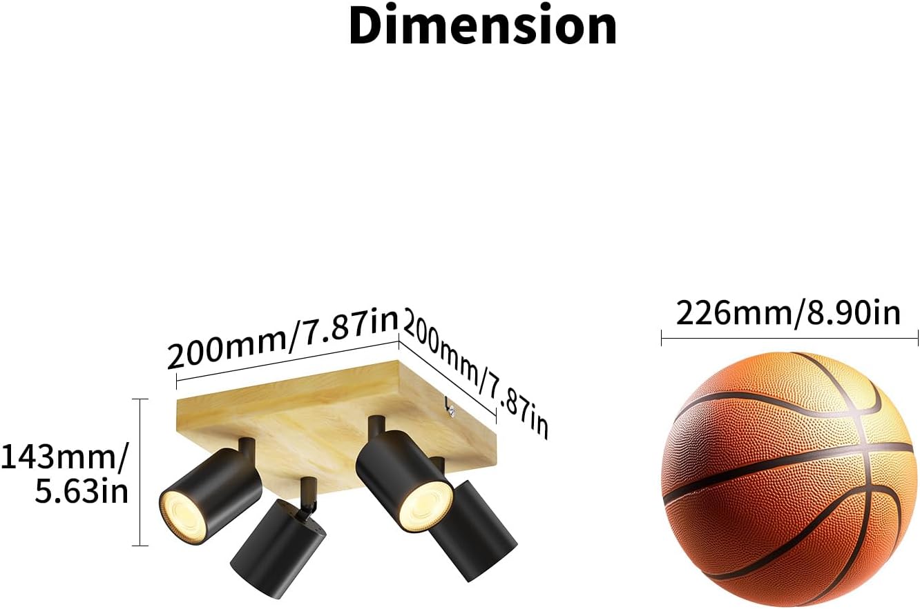 Lvwit Faretti Soffitto Nero Orientabili 4 Attacchi GU10 - immagine 4