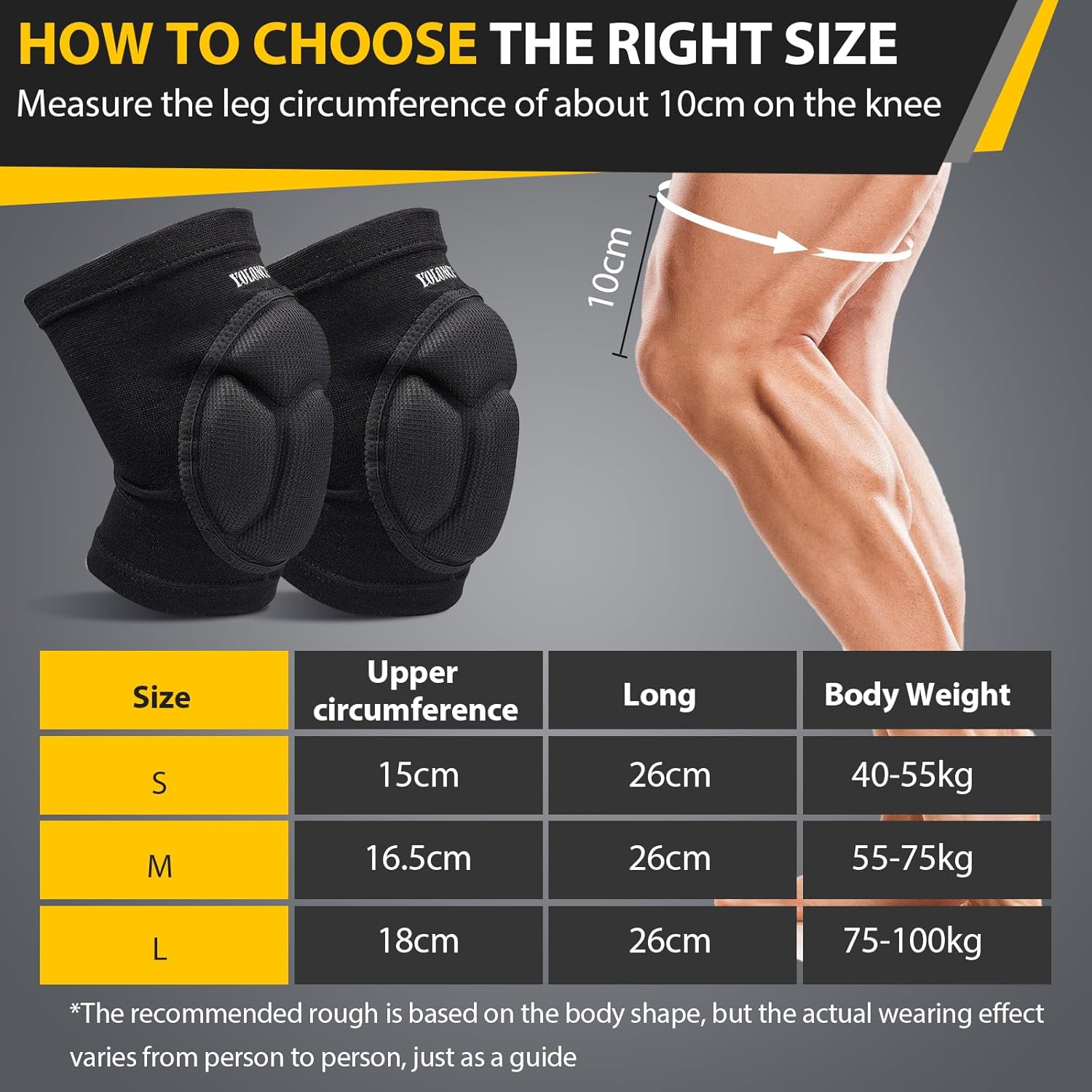 Ginocchiere di Protezione Spugna Spessa, Nero, L - immagine 2