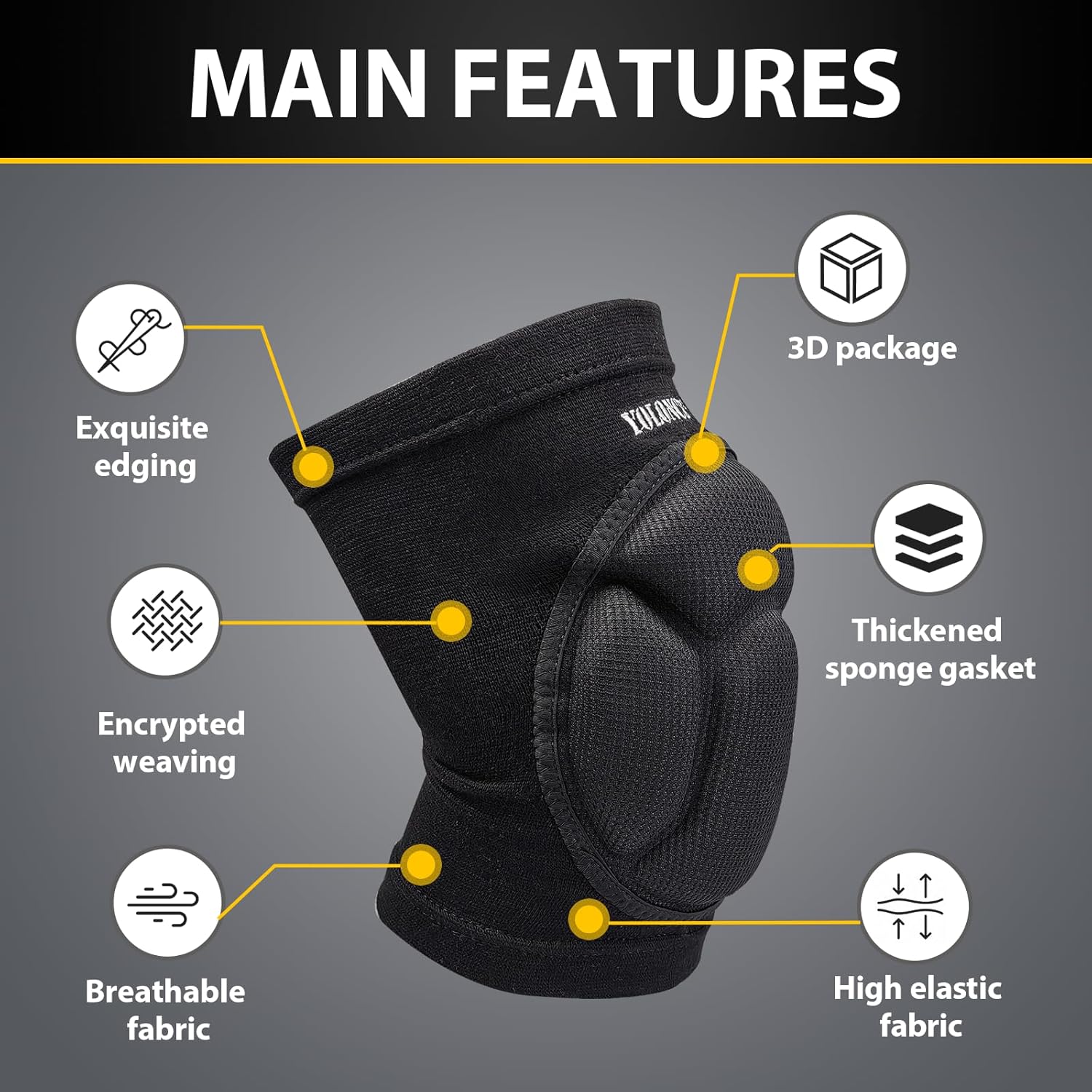 Ginocchiere di Protezione Spugna Spessa, Nero, L - immagine 3