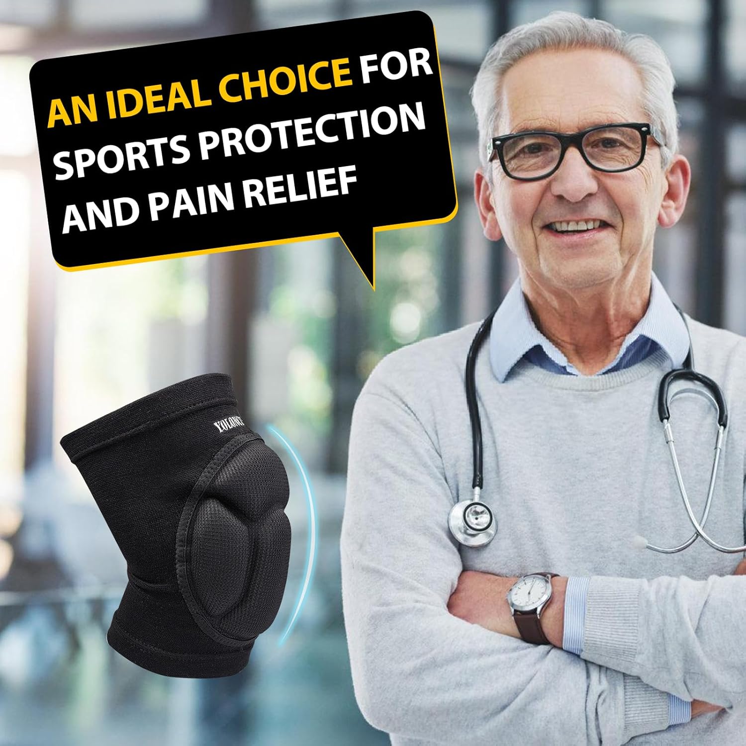 Ginocchiere di Protezione Spugna Spessa, Nero, L - immagine 4