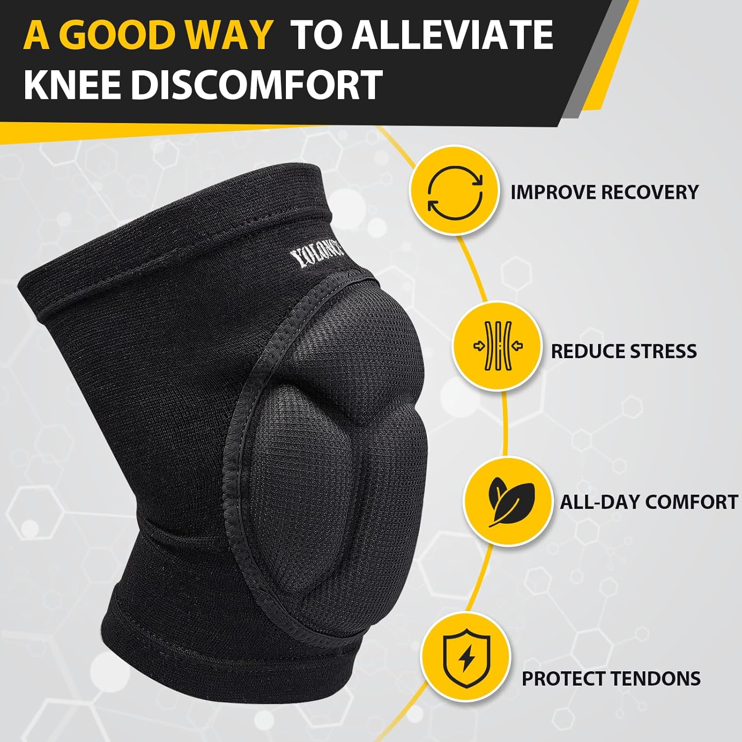 Ginocchiere di Protezione Spugna Spessa, Nero, L - immagine 5