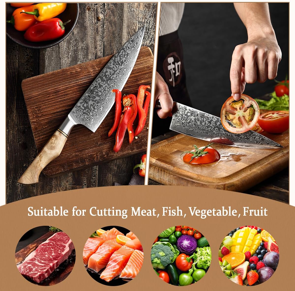 Hezhen Coltello da Chef Professionale 8.3 Pollici - immagine 5