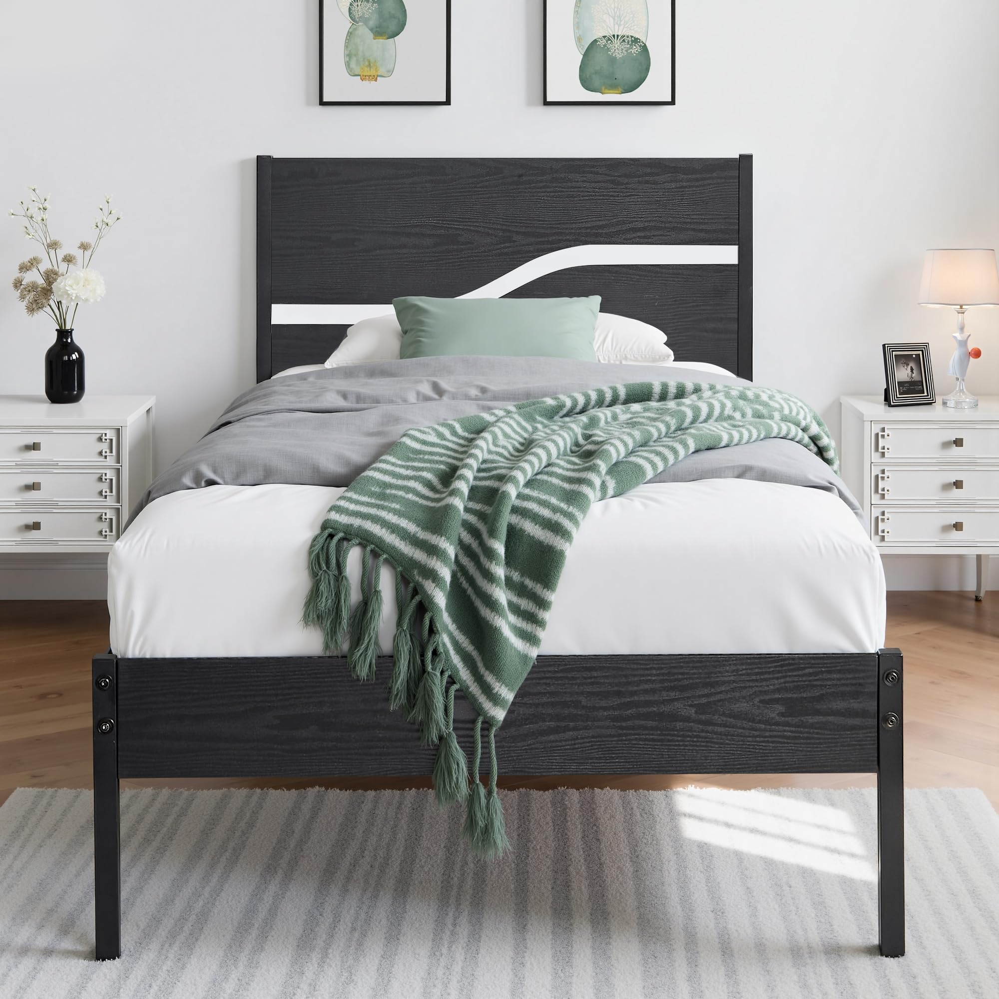 VECELO Telaio letto 90x200 cm in metallo