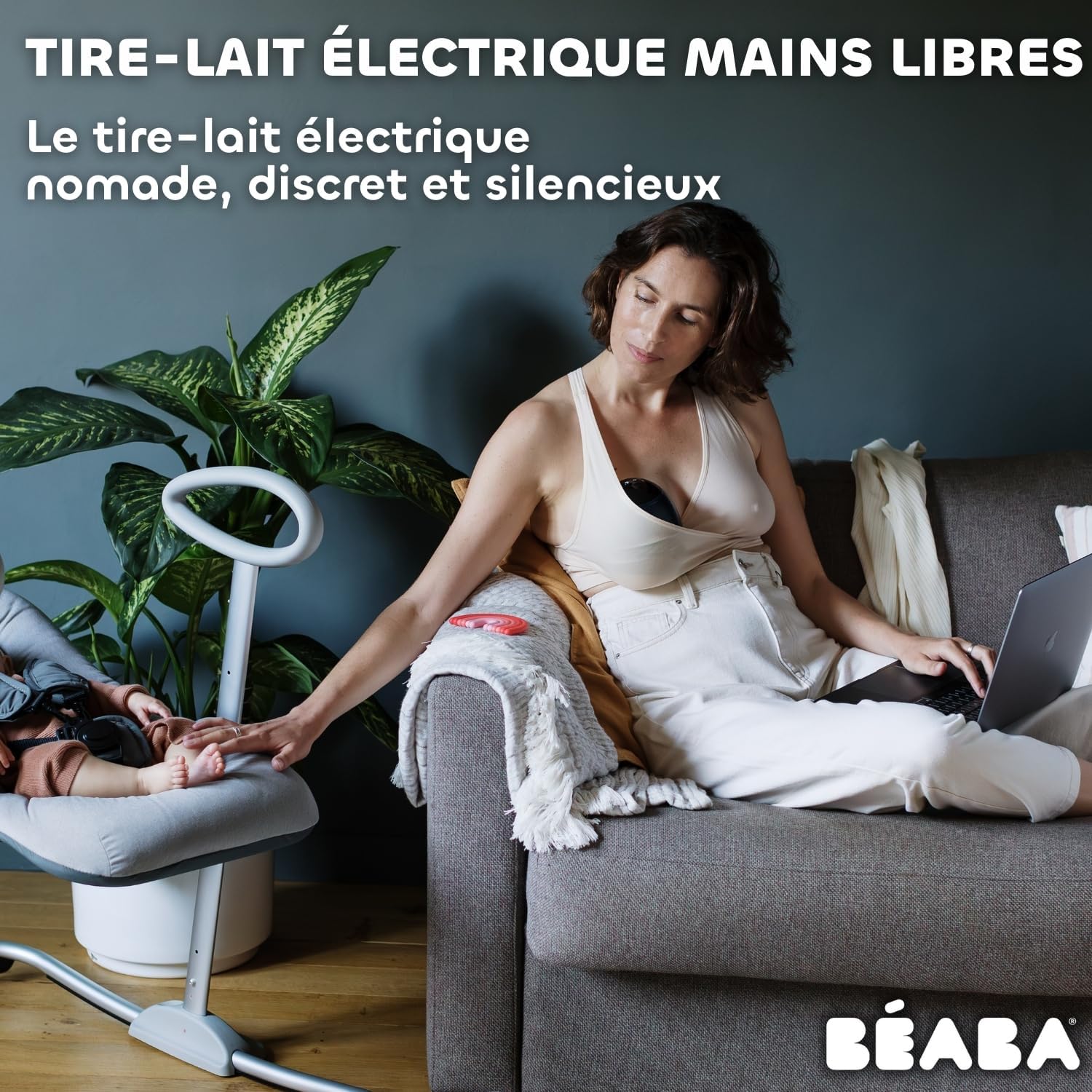 Béaba Tiralatte Elettrico a Mani Libere 180ml, Blu Notte - immagine 2