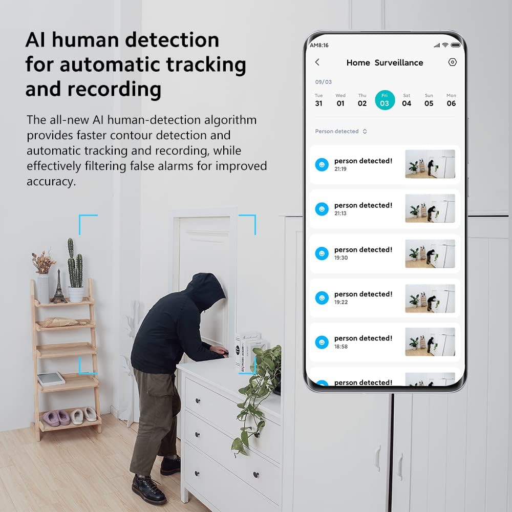 Xiaomi Mi Smart Camera C300 - Telecamera Wifi Interno 2K, Bianco - immagine 4