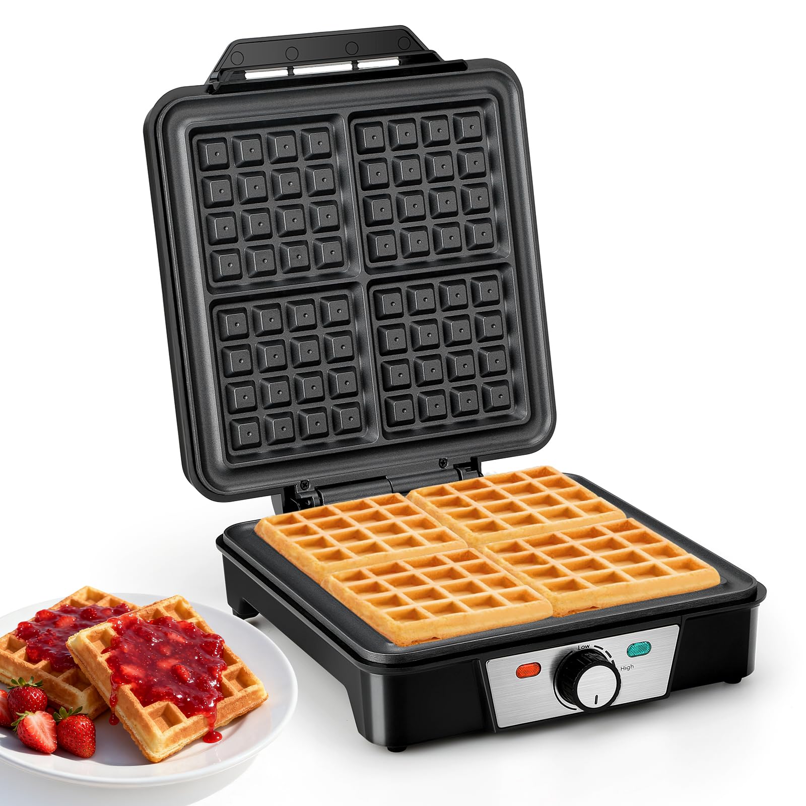 Cozary Waffle Maker Elettrico 1200W per 4 Cialde