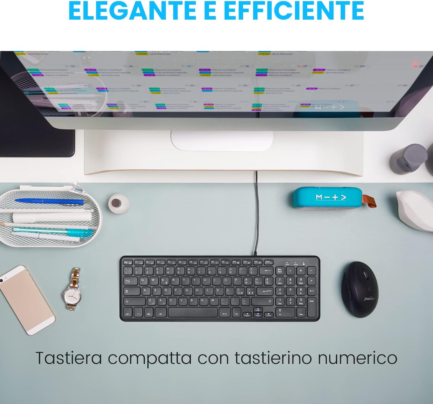 Perixx PERIBOARD-213B - Tastiera USB Compatta, Nera - immagine 5