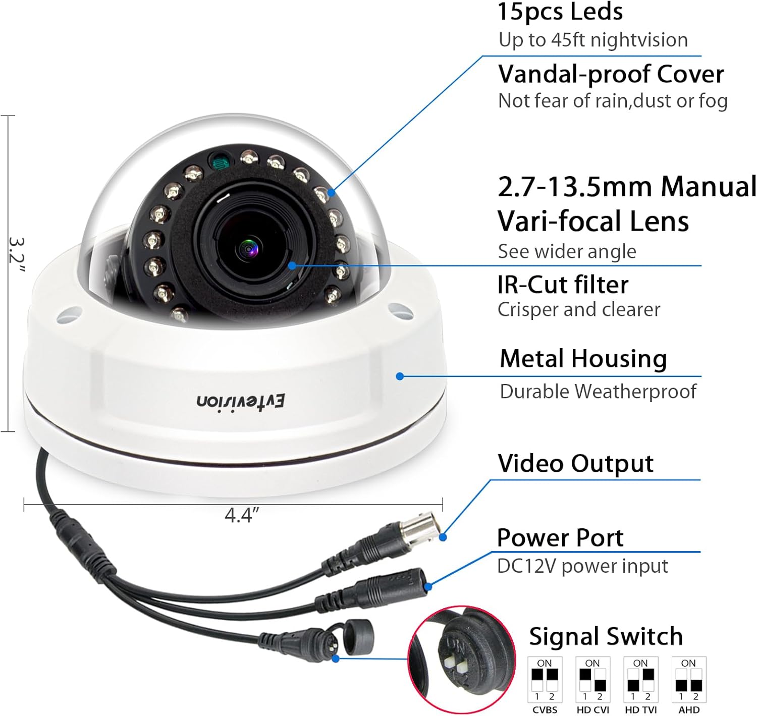 Evtevision Telecamera Esterna Cablata 1080P 2MP - immagine 3