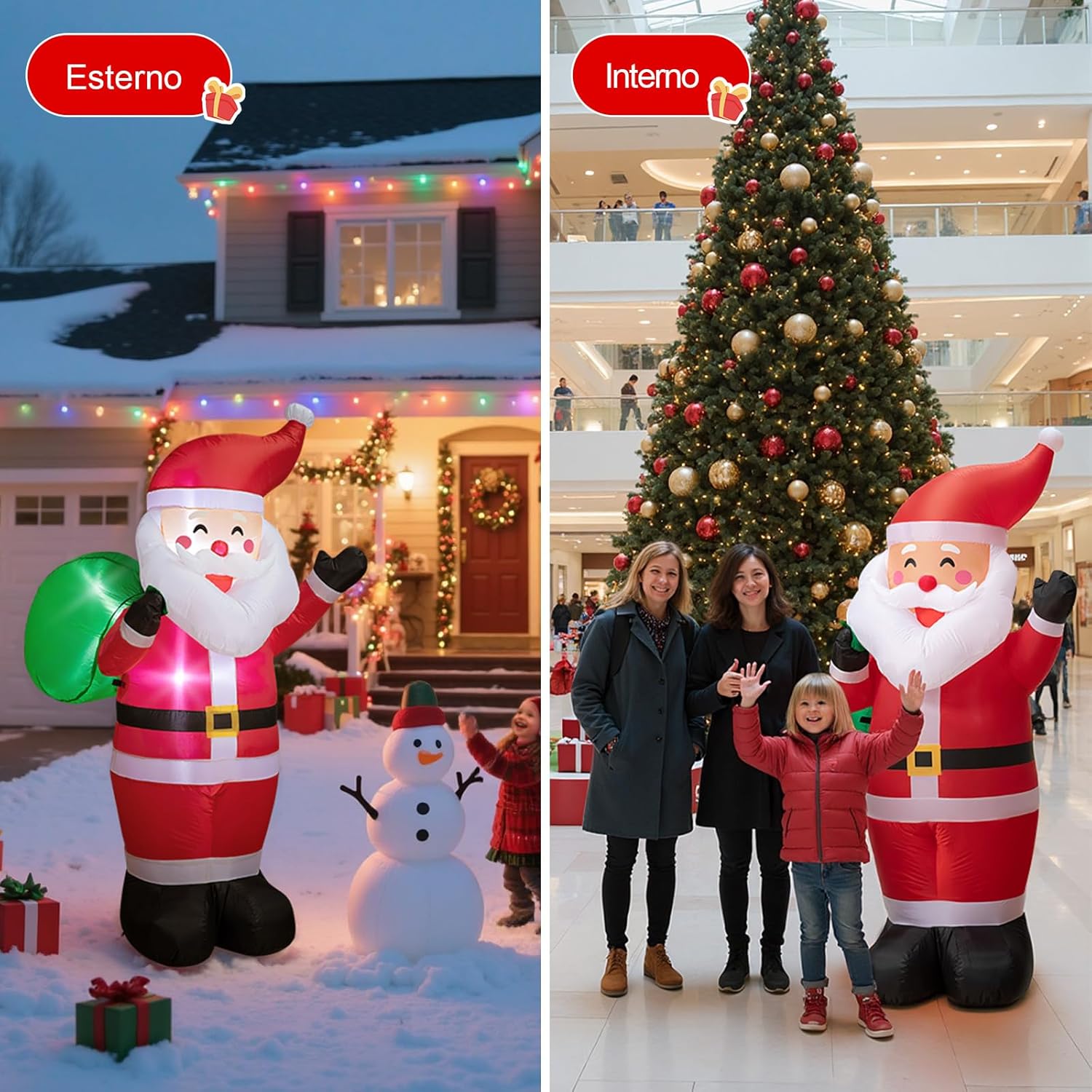 Babbo Natale Gonfiabile con Luci LED 183 cm - immagine 7