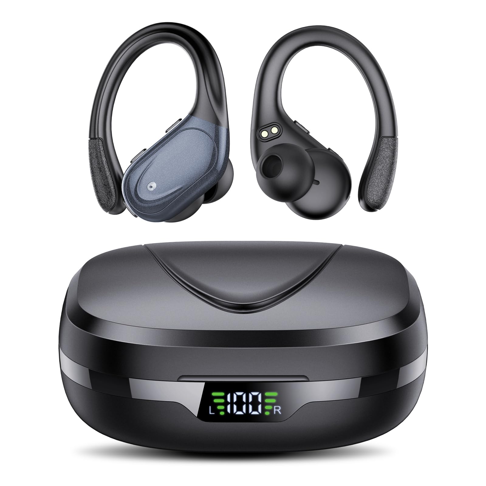 Cuffie Bluetooth Sport 5.3 con Gancio, Nero