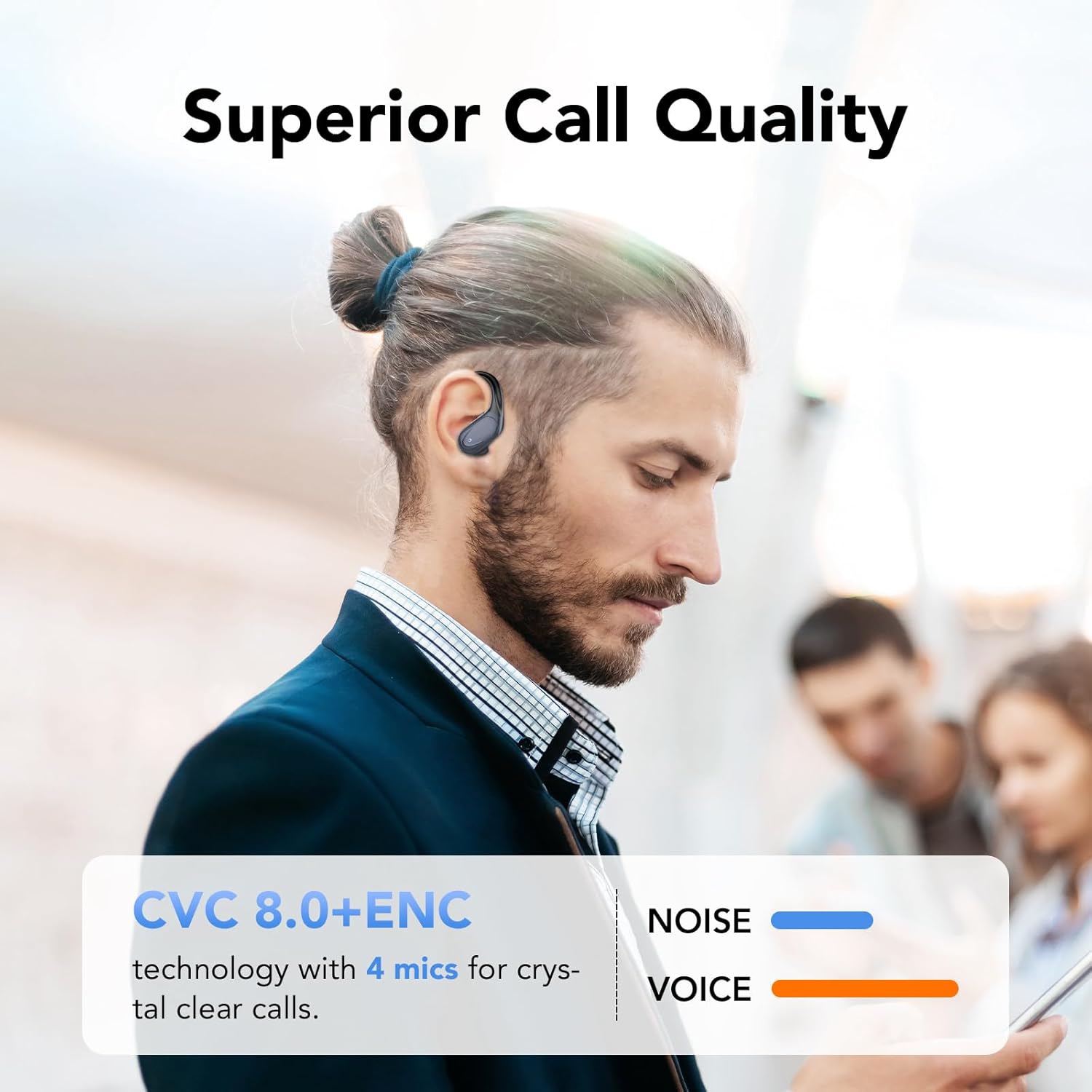 Cuffie Bluetooth Sport 5.3 con Gancio, Nero - immagine 5