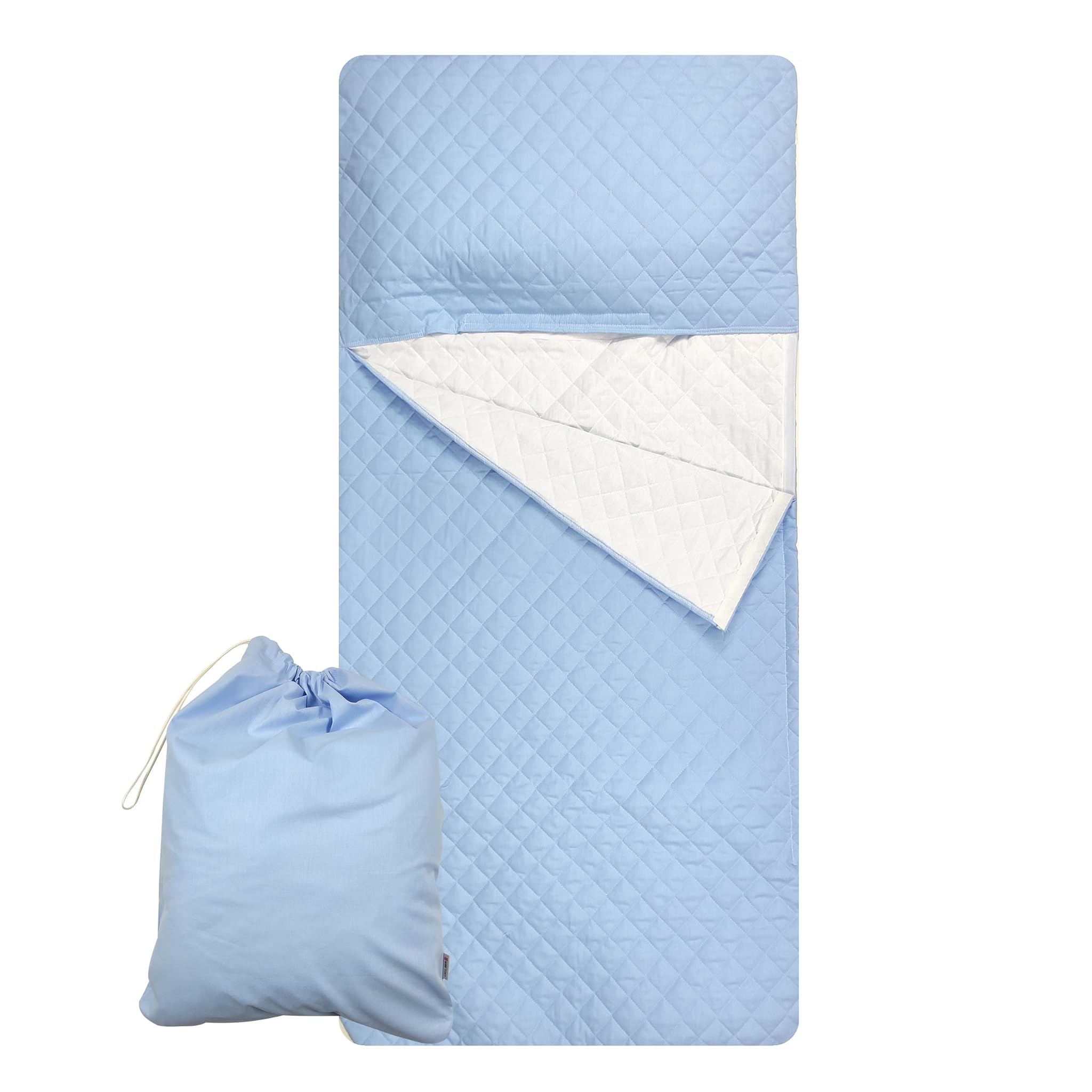 Set Asilo Sacco Nanna e Sacchetto 100% Cotone Azzurro Baby