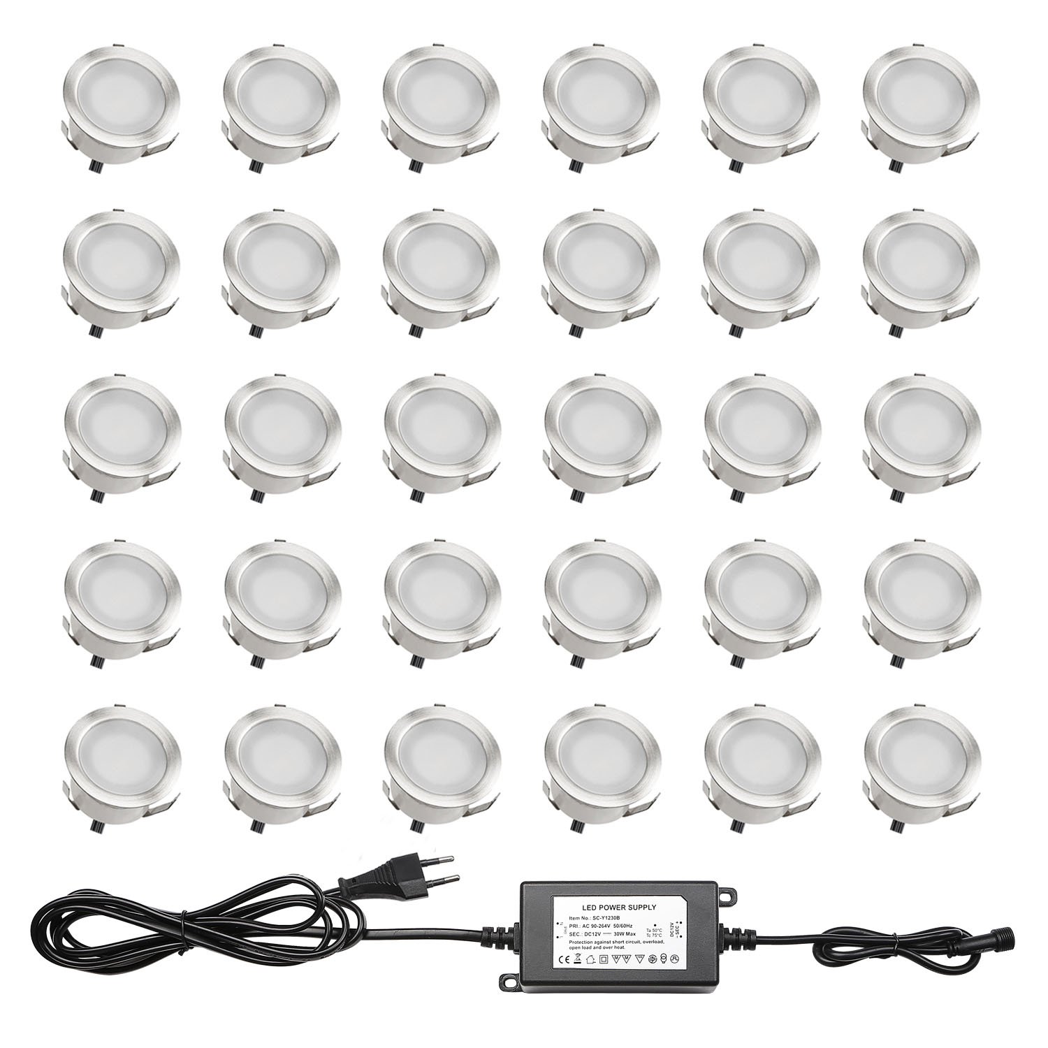 Qaca Faretti a Incasso Esterni CC 12V IP67, Bianco Caldo