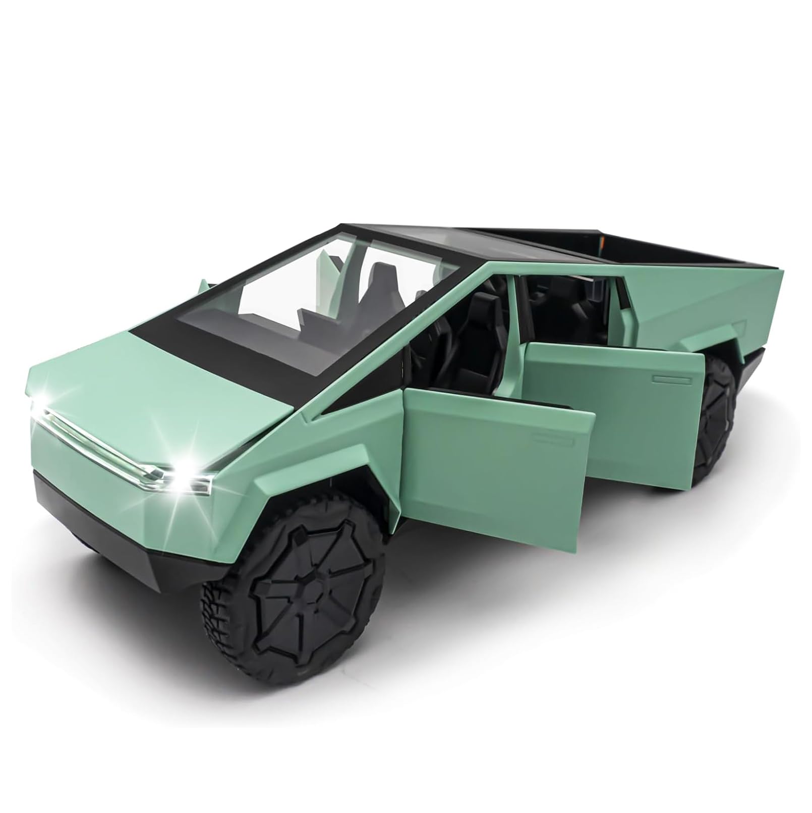 Tesla Cybertruck Modellino di Auto 1:32, Macchinine Giocattolo con Luce e Musica, Funzione Pull Back, Lega Pressofusa, Giocattolo per Bambini dai 3 Anni in su e Collezionisti di Auto (Verde)