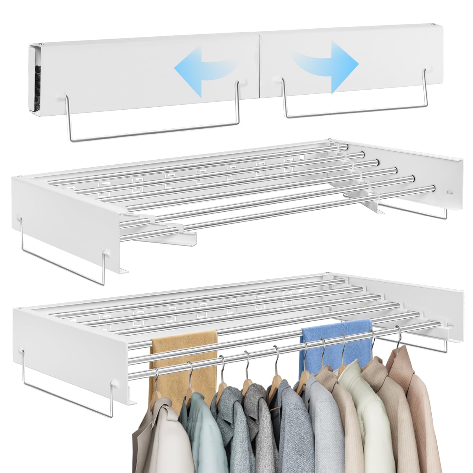 Stendibiancheria da Parete Retrattile Pieghevole - Bianco