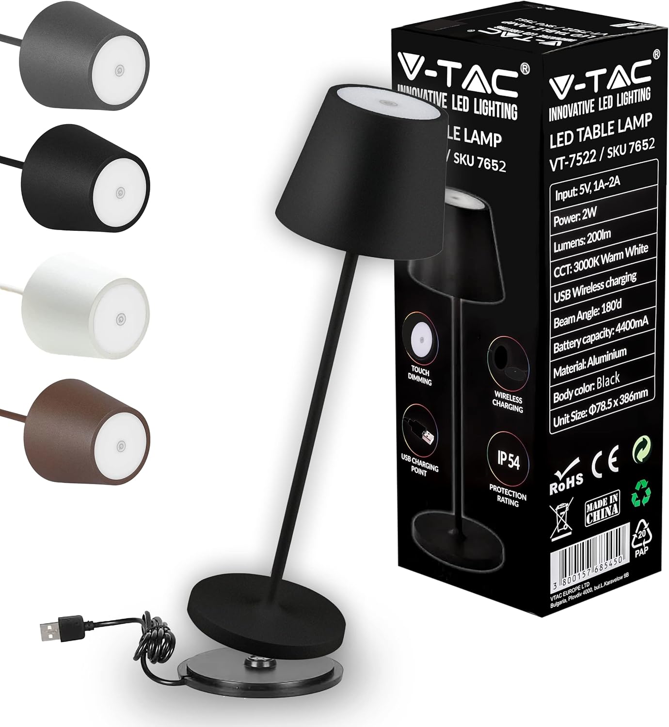V-TAC Lampada da Tavolo LED Dimmerabile in Alluminio