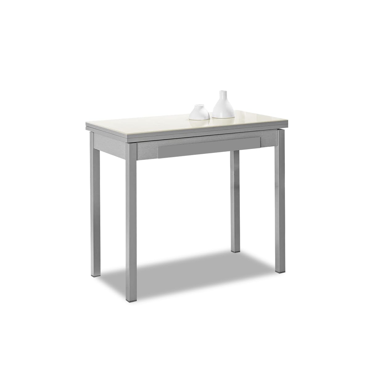 ASTIMESA Tipo Libro Tavolo da Cucina, Metallo Vetro, Beige, 80x40cm