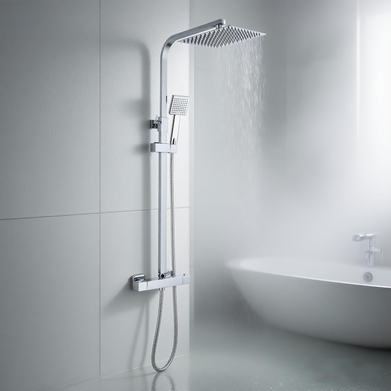 Colonna Doccia con Miscelatore Termostatico, Argento