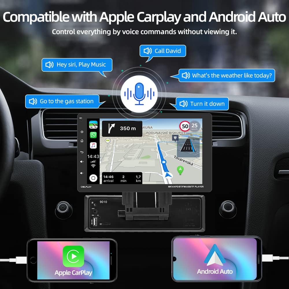 Podofo Autoradio 1 Din con Carplay Android Auto 9 pollici - immagine 2
