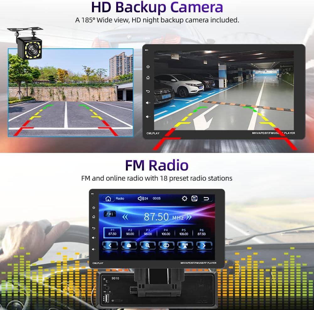 Podofo Autoradio 1 Din con Carplay Android Auto 9 pollici - immagine 4