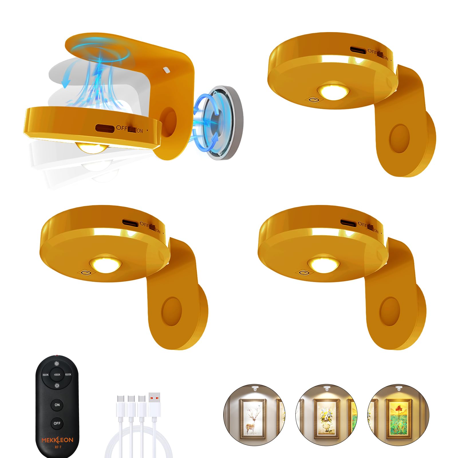 Lampade per Immagini da Parete Senza Fili, Oro