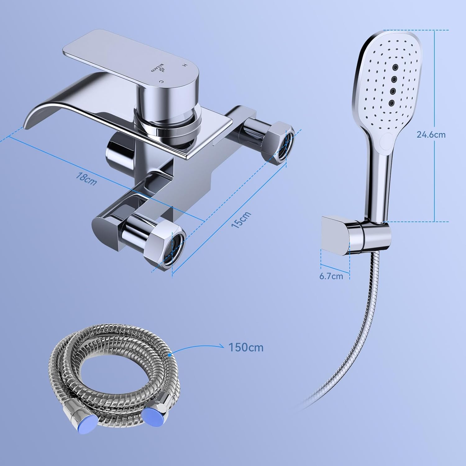 Kulaco Rubinetto per Vasca a Cascata con Doccetta - immagine 8