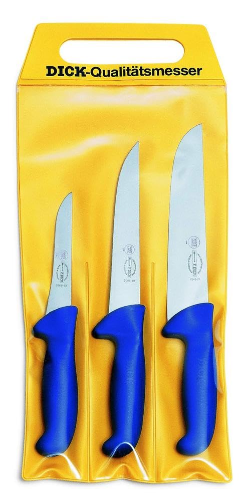 F. Dick ErgoGrip Set 3 Coltelli HRC 56°, Blu