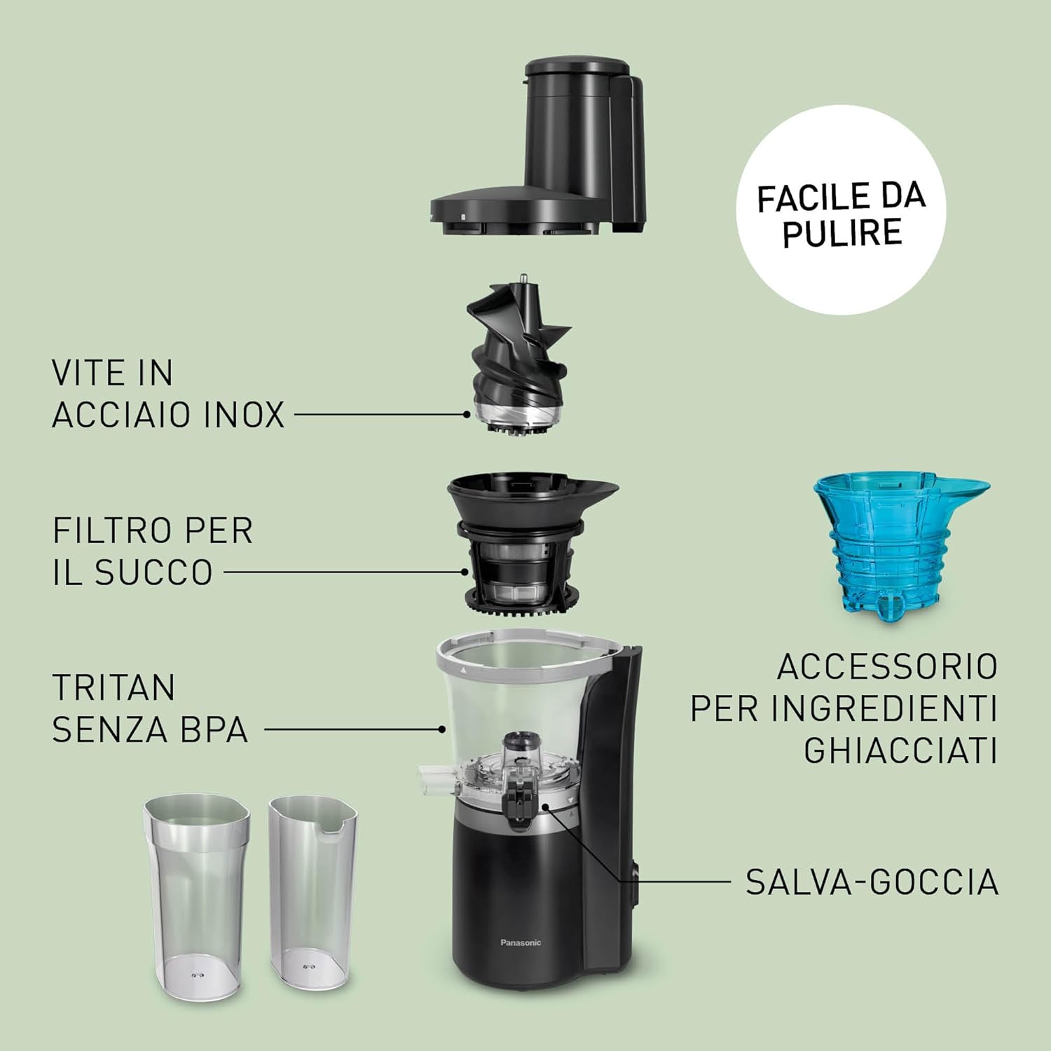 Panasonic Slow Juicer MJ-L700KXE - Estrattore Elettrico, Nero - immagine 4