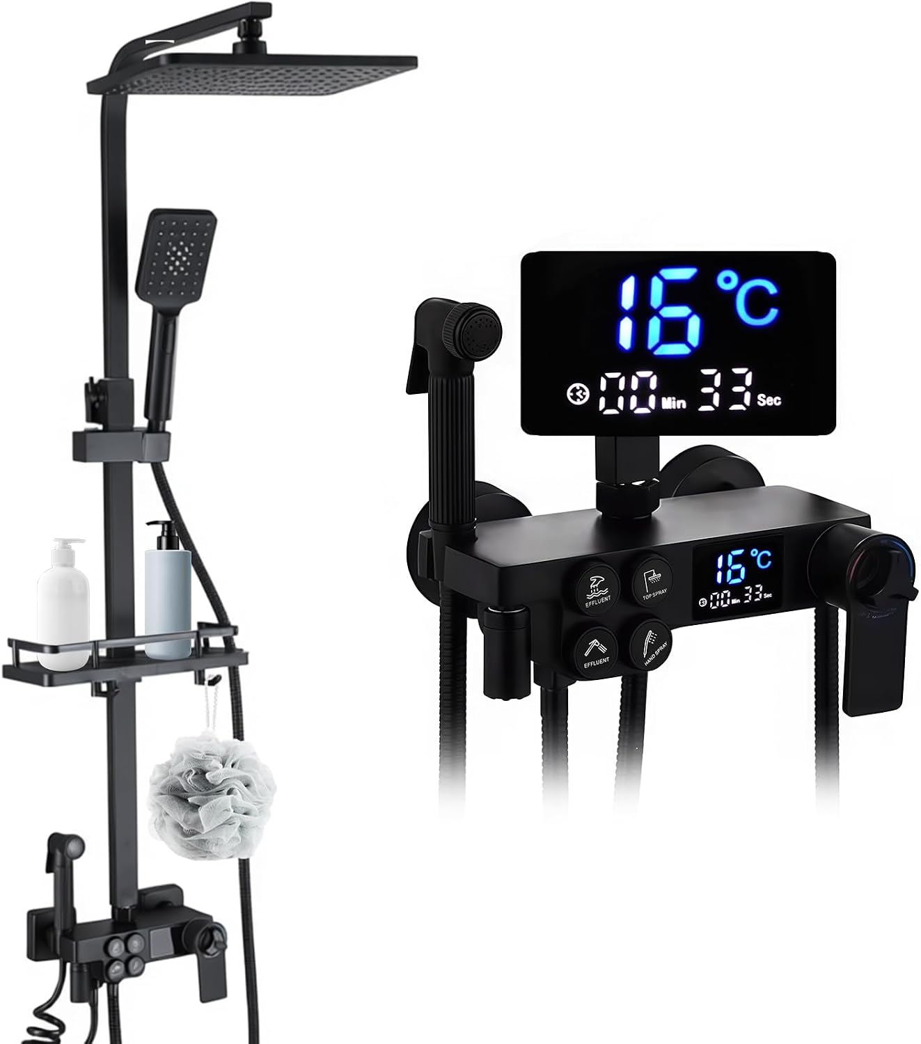 Colonna Doccia con Miscelatore Termostatico e Display LED | Serebrant ...