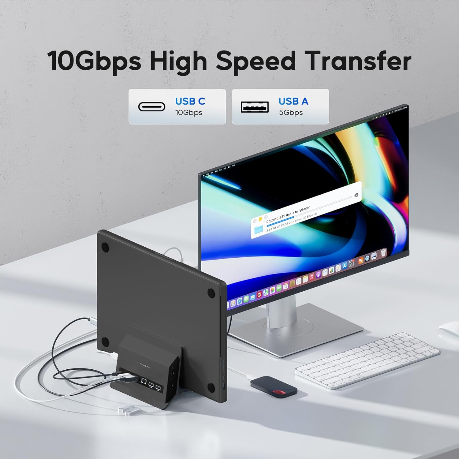 Pulwtop Docking Station Verticale USB-C per Macbook, Nero - immagine 4