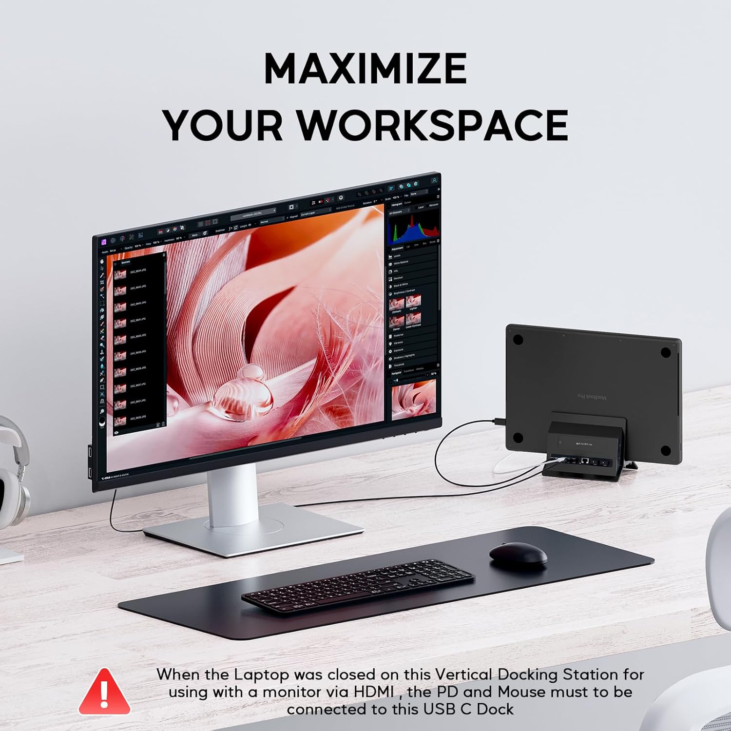 Pulwtop Docking Station Verticale USB-C per Macbook, Nero - immagine 5