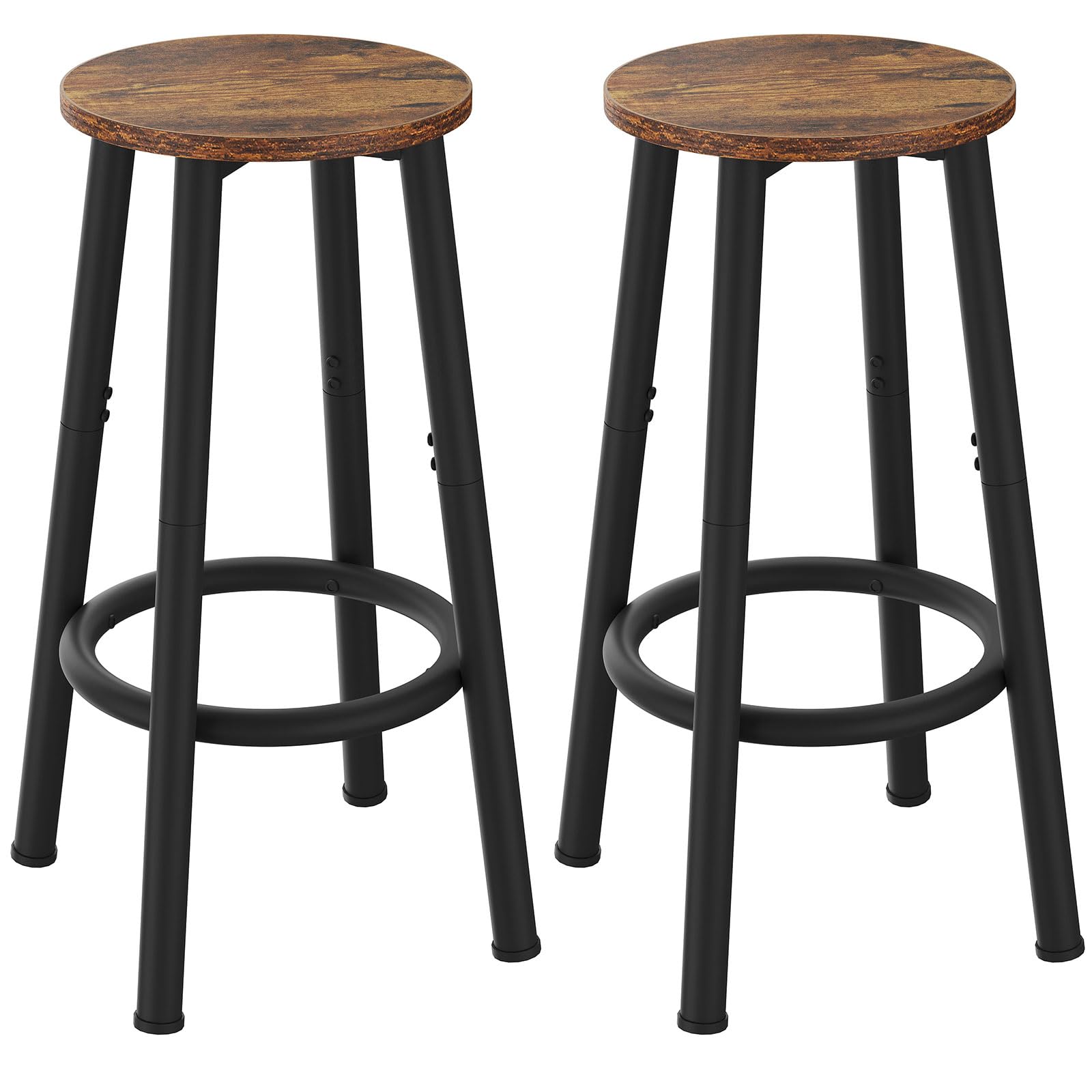 Ymyny Set 2 Sgabelli da Bar con Poggiapiedi, Marrone/Nero