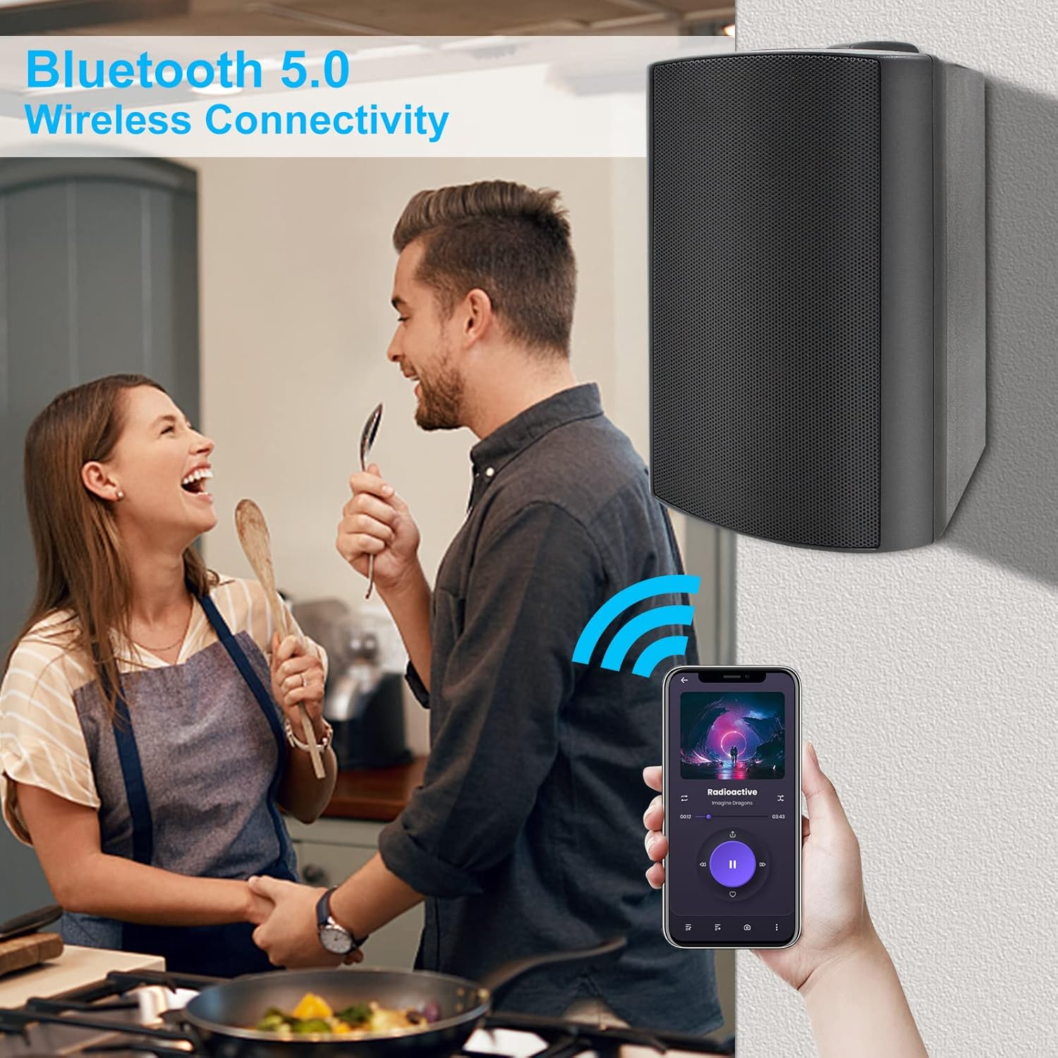 Herdio Diffusori da Esterno Bluetooth 6.5'' 400W, Nero - immagine 2