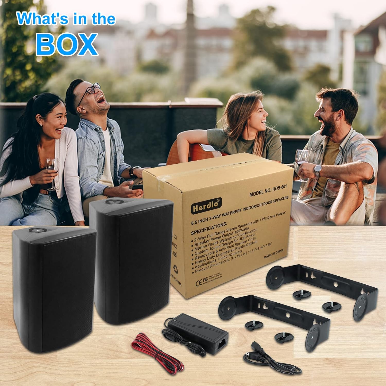 Herdio Diffusori da Esterno Bluetooth 6.5'' 400W, Nero - immagine 6