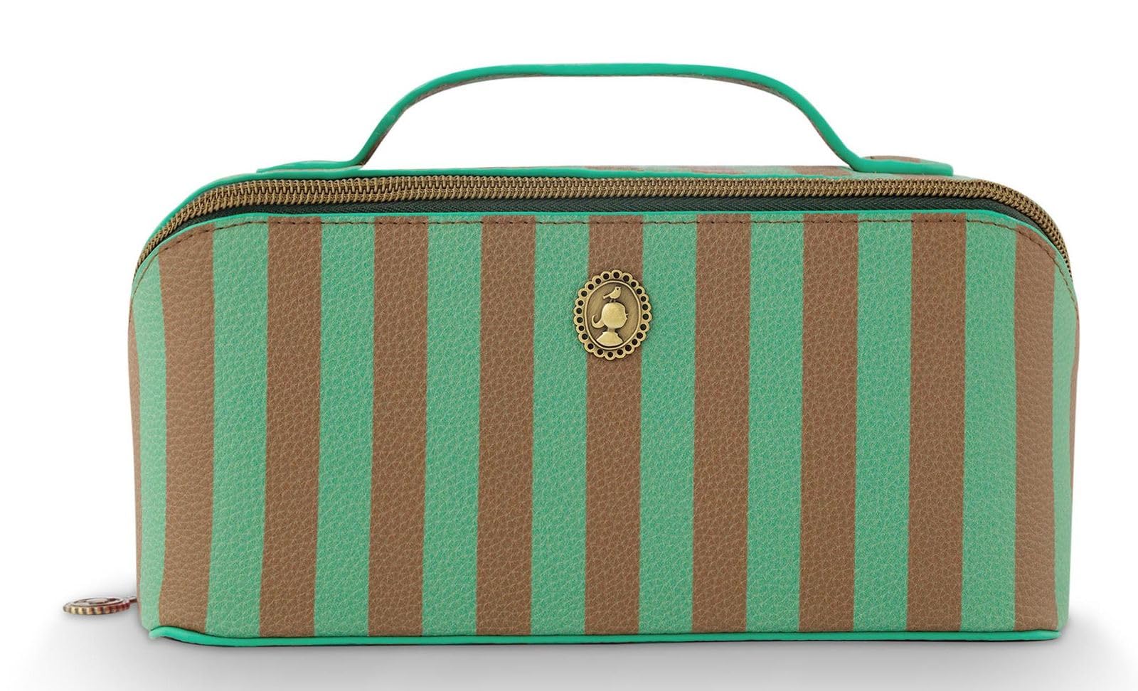 Pip Studio borsa da toilette Cyrille Cosmetic Bag Stripe Green verde marrone