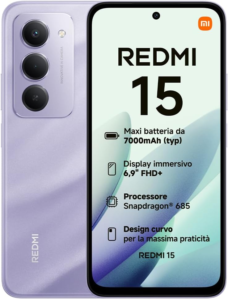 Xiaomi Redmi 15 Smartphone 8+256GB, Viola - immagine 1