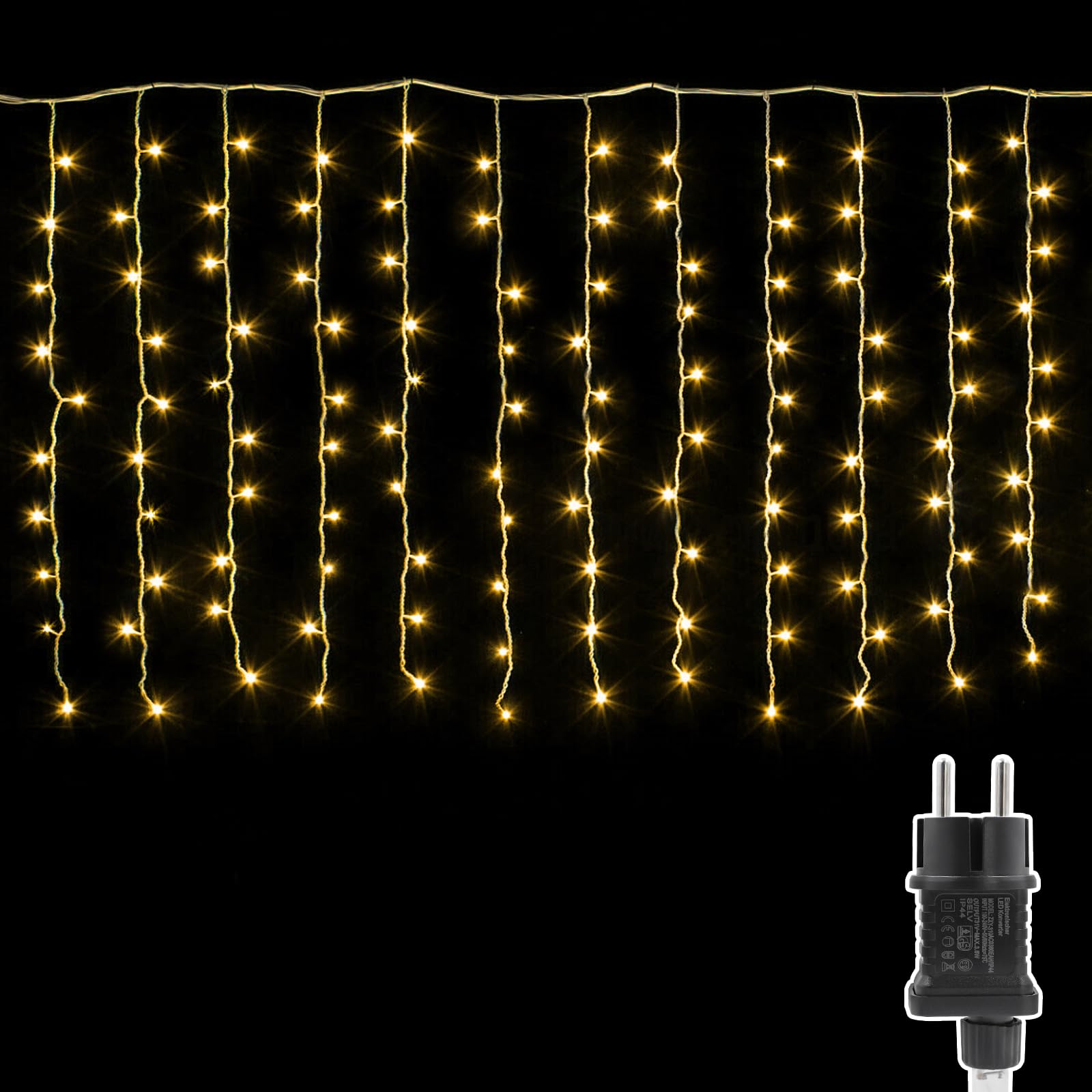 Cascata Luci da Esterno 4x1m, Tenda Luminosa Natale 9M